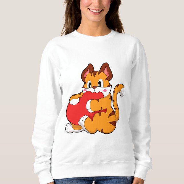 Sweatshirt Chat tigre à l'amour avec coeur.PNG (Devant)