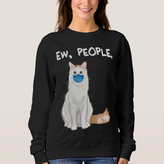 Sweatshirt Chat Turkish Van Ew People portant un masque facia (Devant)