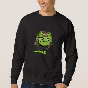 Sweatshirt Chat Vert Halloween Pour Femmes Filles Garçons Enf
