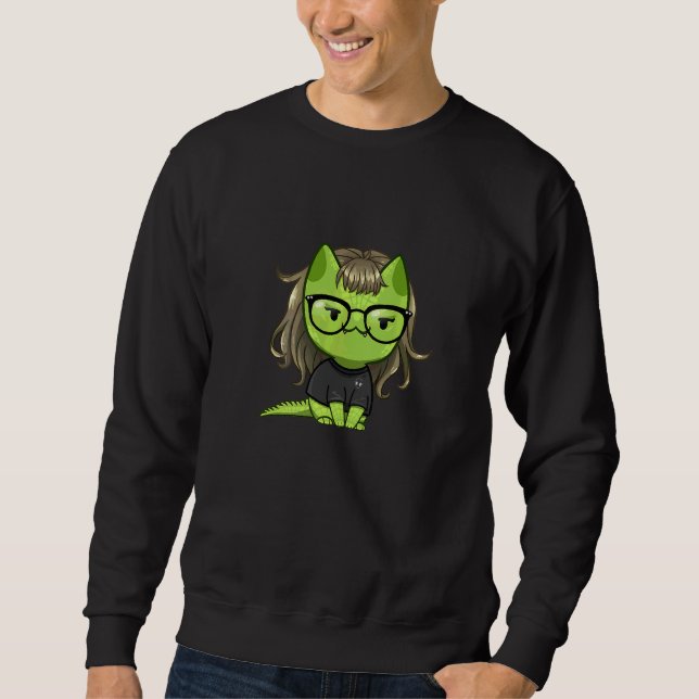 Sweatshirt Chat Vert Halloween Pour Femmes Filles Garçons Enf (Devant)