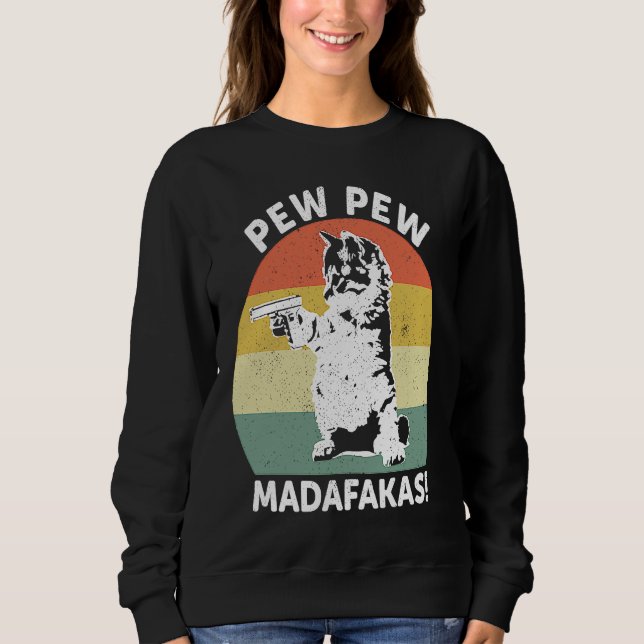 Sweatshirt Chat Vintage PewPewPew Madafakas Chat Fou Pew (Devant)