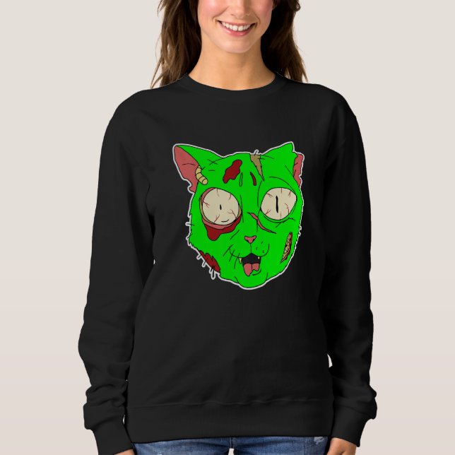 Sweatshirt Chat Zombie Paresseux Costume Halloween Effrayant  (Devant)