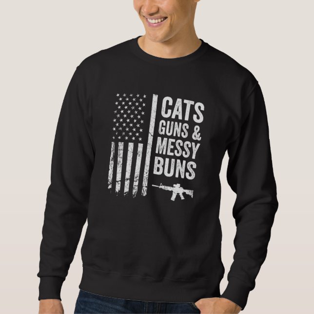 Sweatshirt Chats Armes à feu Messy Buns - Femmes Usa Pro Gun  (Devant)