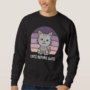 Sweatshirt Chats avant les gars Gris Chat Kitten Purple Sunse