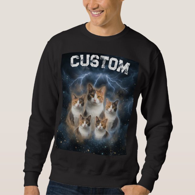 Sweatshirt Chats calico éclair rétro Graphique vintage (Devant)
