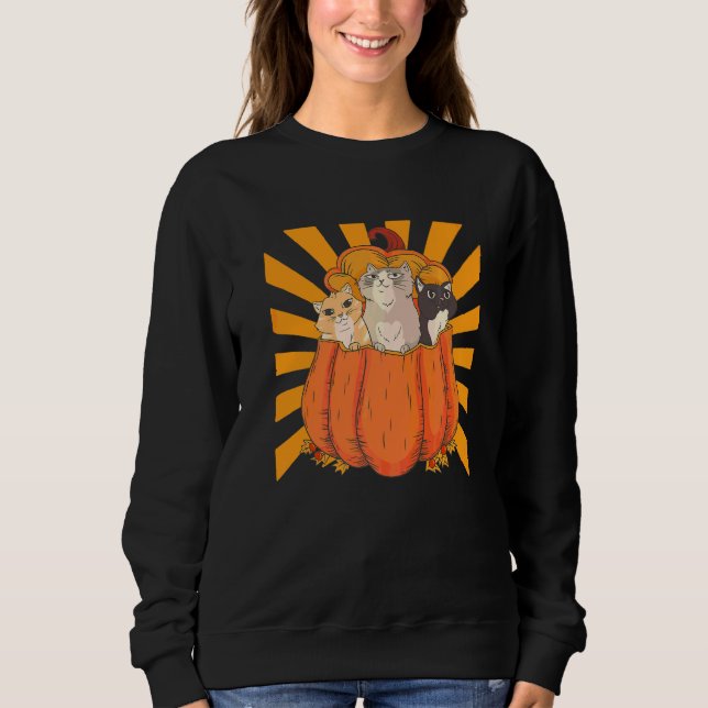 Sweatshirt Chats de Halloween Citrouille Chatons (Devant)
