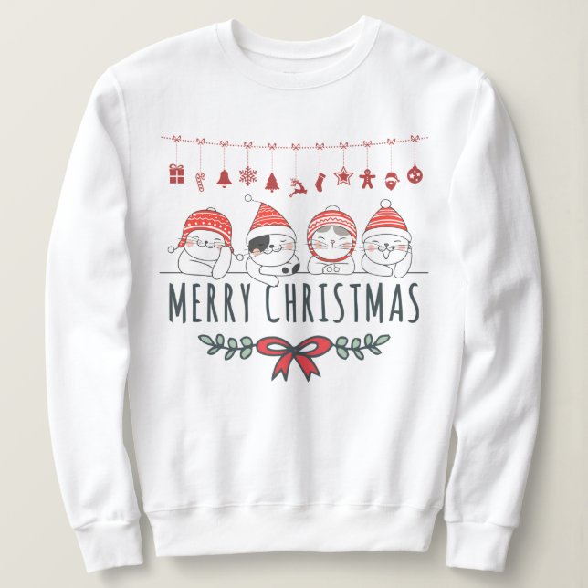 Sweatshirt Chats de Noël (Design devant)