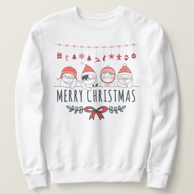 Sweatshirt Chats de Noël (Design devant)