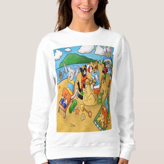 Sweatshirt Chats de plage d'été (Devant)