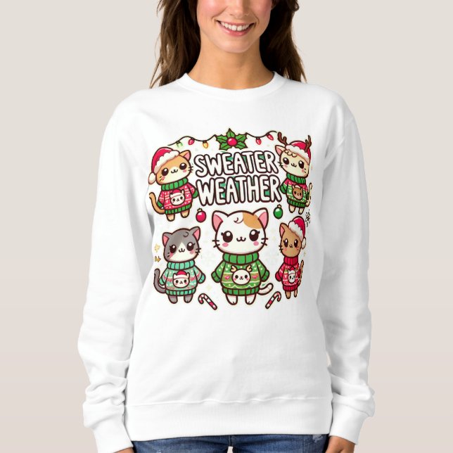 Sweatshirt "Chats de temps doux - Noël cosy" (Devant)