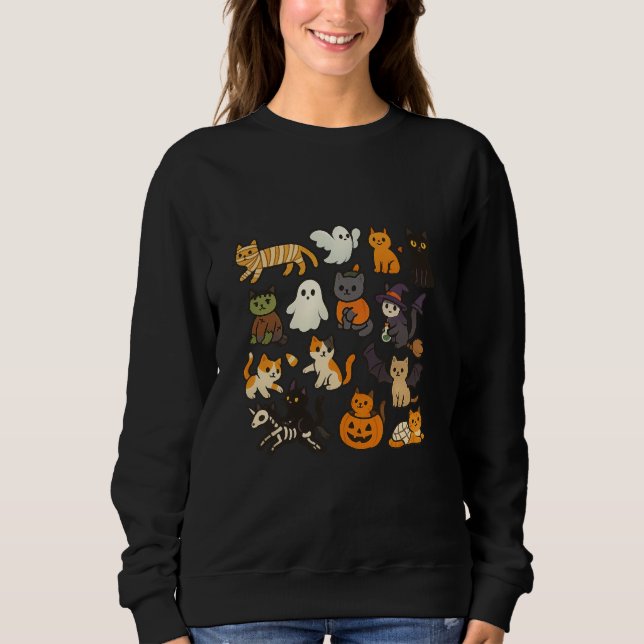 Sweatshirt Chats d'Halloween - Chats mignons en costumes (Devant)