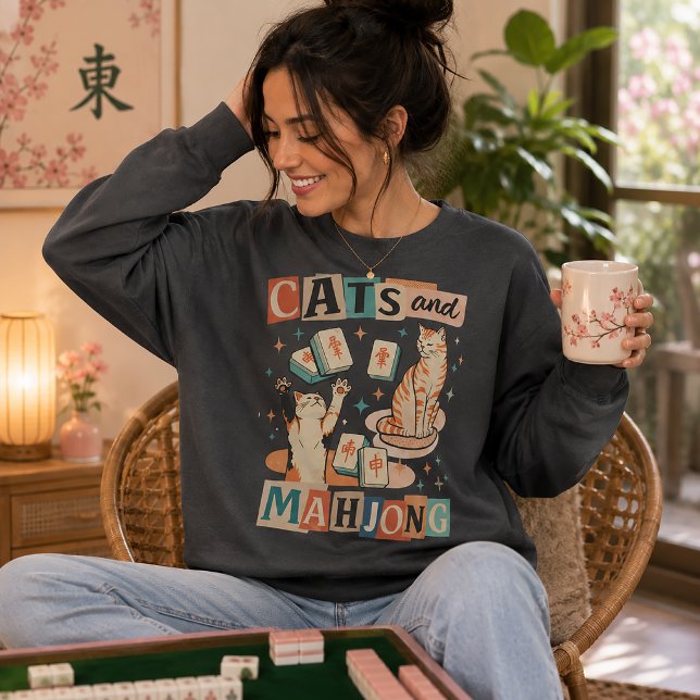 Sweatshirt Chats et plaisir Mahjong (Créateur téléchargé)