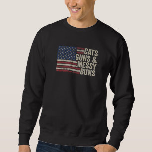 Sweatshirt Chats Guns Messy Buns - Femmes Drapeau Usa Pro Gun
