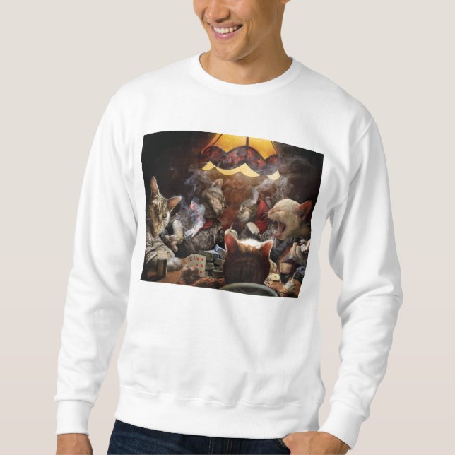Sweatshirt Chats jouant au poker (Devant)