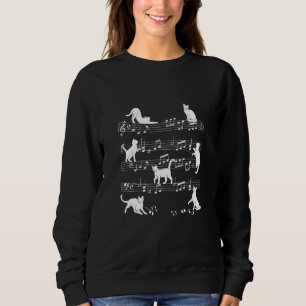Sweatshirt Chats Jouant Sur Des Feuilles De Musique Avec Note