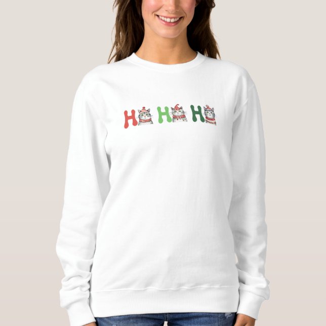 Sweatshirt Chats mignons Joyeux Noël ho ho ho pour elle (Devant)