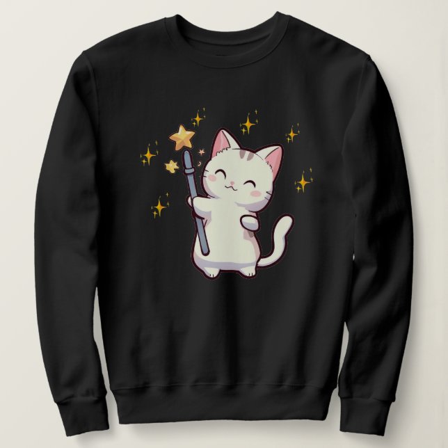 Sweatshirt Chats mignons tenant une baguette magique (Design devant)