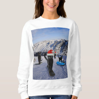 Sweatshirt Chats noirs à Santa Hats Snowboard Aventure