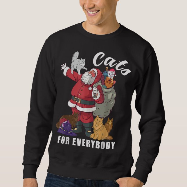 Sweatshirt Chats pour tous Noël Amoureux des chats Père Noël  (Devant)