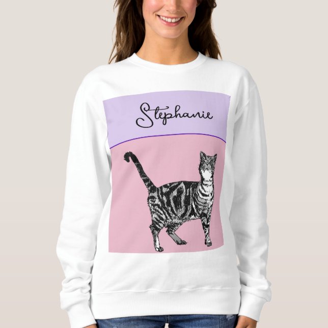 Sweatshirt Chats Tigrés Pastel Chats Femmes Rose Rose Clair A (Devant)