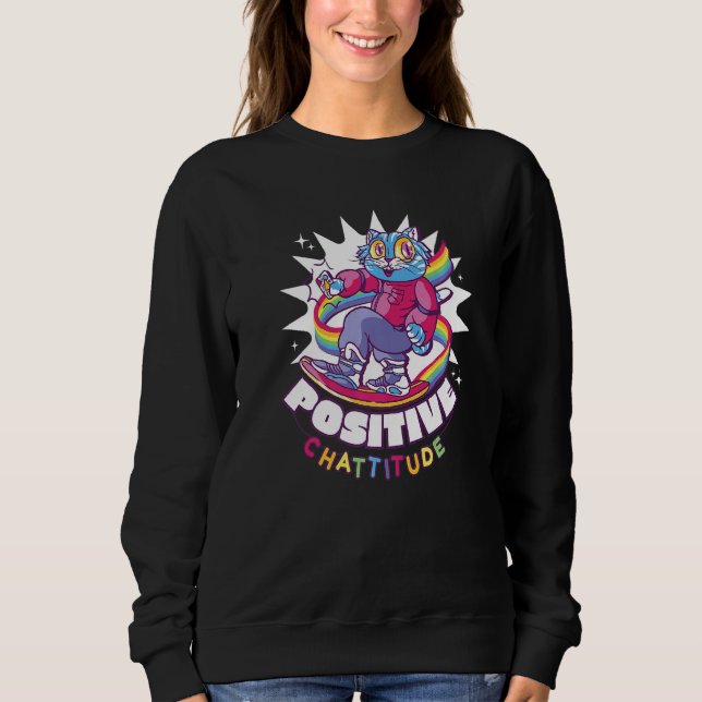 Sweatshirt Chattitude positive Chat (Devant)