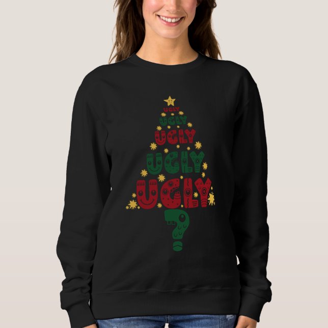 Sweatshirt Chaud moche, arbre de Noël ! (Devant)