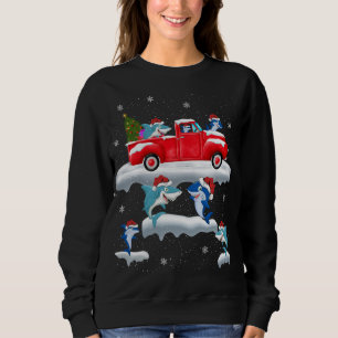 Sweatshirt Chauffage de Noël Arbre Rouge Camion requin Chris