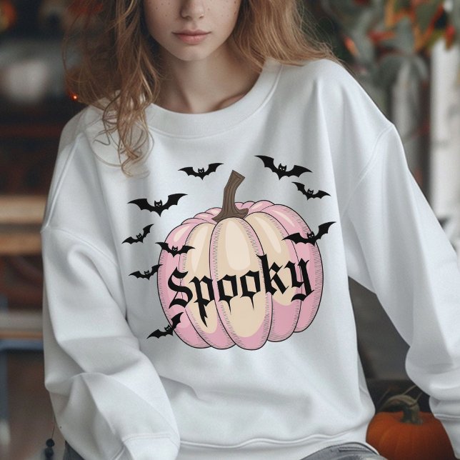 Sweatshirt Chauffe-chauves-souris Citrouille Halloween Pastel (Créateur téléchargé)