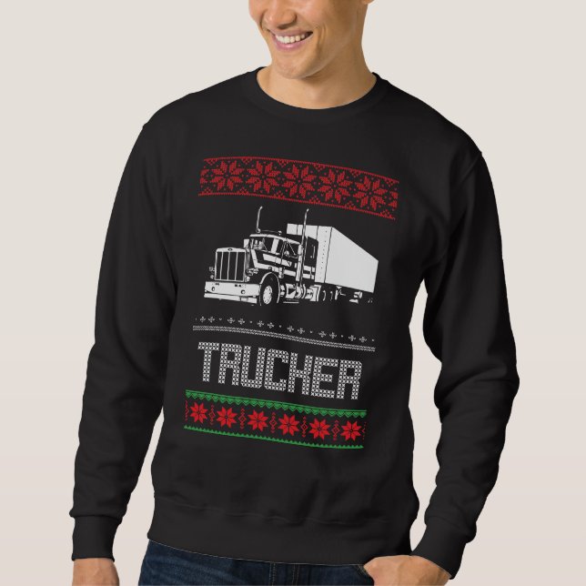 Sweatshirt Chauffeur de camion Noël laid (Devant)