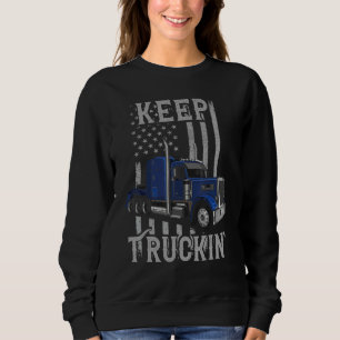 Sweatshirt Chauffeur de camion Vintage États-Unis Drapeau amé