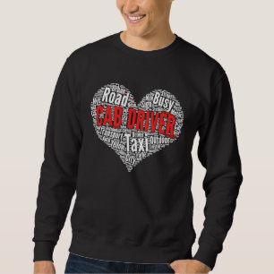 Sweatshirt Chauffeur de taxi Forme cardiaque Mot Cloud Taxica