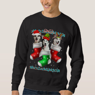 Sweatshirt Chaussettes de Noël Chien Sibérie Husky