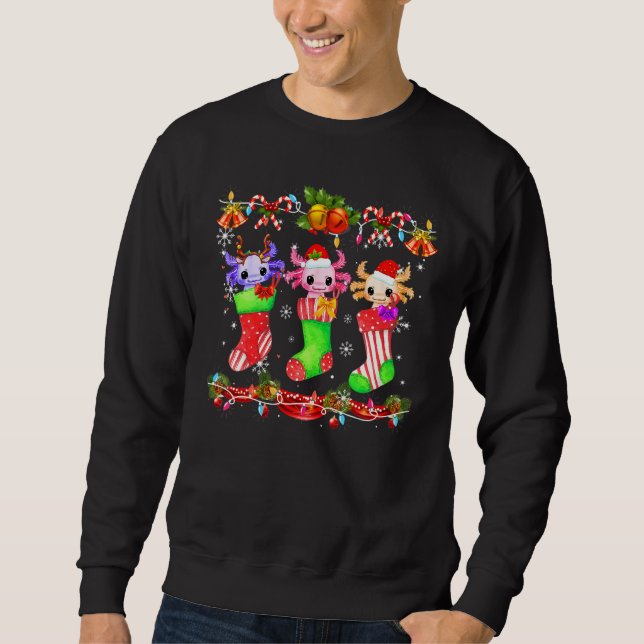 Sweatshirt Chaussettes de Noël Elf Axolotl Père Noël (Devant)
