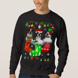 Sweatshirt Chaussettes de Noël Pyjama Boston Terrier Chien Ch