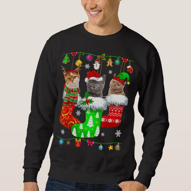 Sweatshirt Chaussettes de Noël Pyjama Chat Kitten Lover Chat  (Devant)