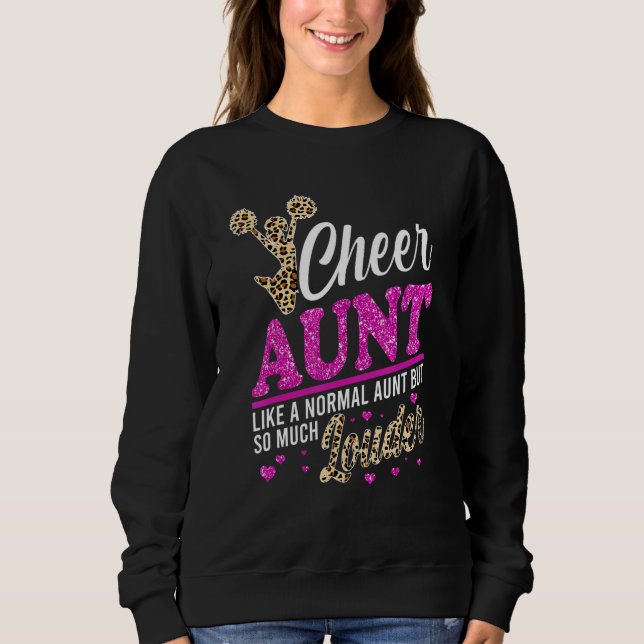Sweatshirt Cheer Aunt Biggest Fan Leopard Print And Pom Pom (Devant)