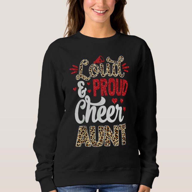 Sweatshirt Cheer Aunt Biggest Fan Leopard Print And Pom Pom (Devant)