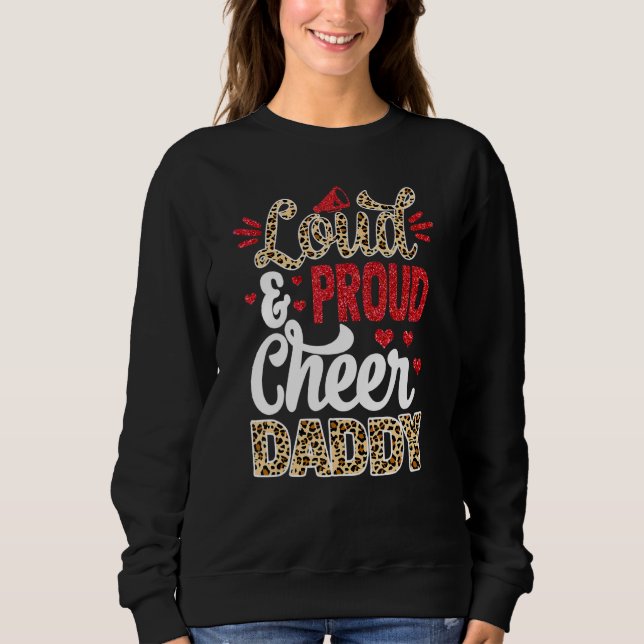 Sweatshirt Cheer Daddy Biggest Fan Leopard Print And Pom Pom (Devant)