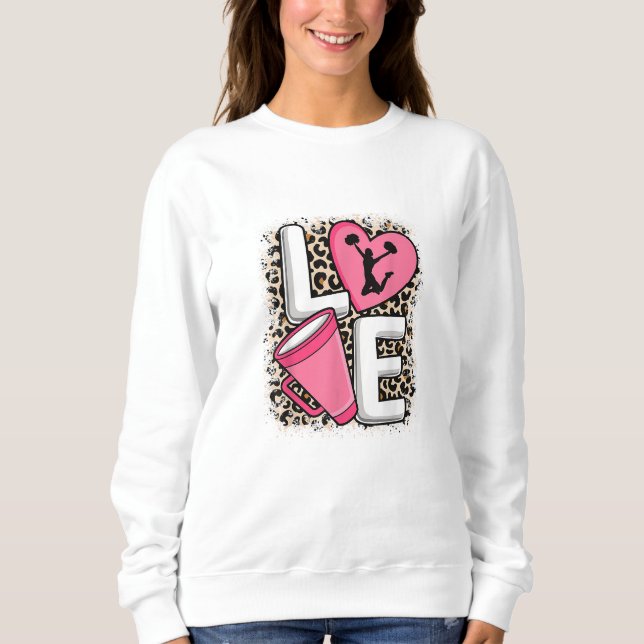 Sweatshirt Cheer Love empreinte de léopard en rose (Devant)