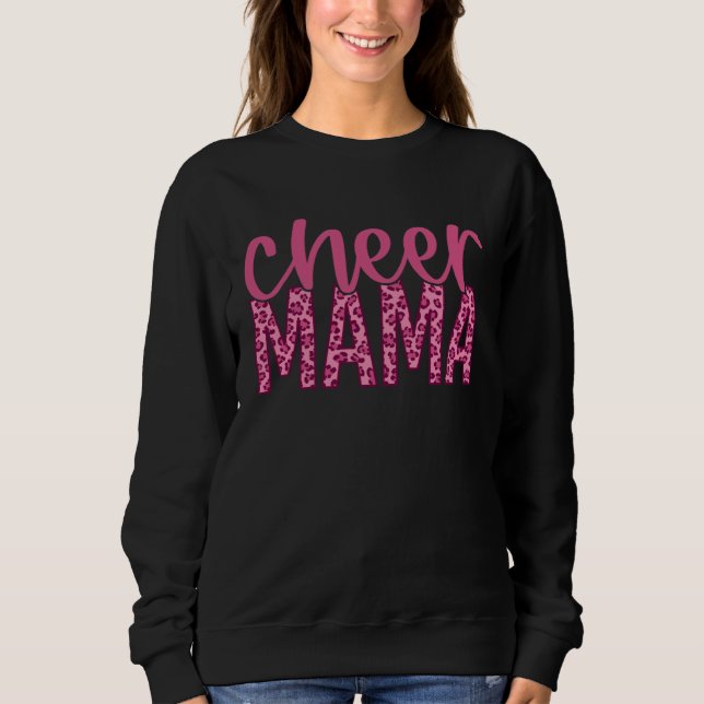 Sweatshirt Cheer Mama  Impression léopard rose (Devant)