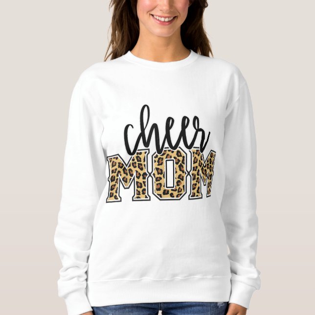 Sweatshirt Cheer Maman Empreinte de léopard Fier Pom-pom girl (Devant)
