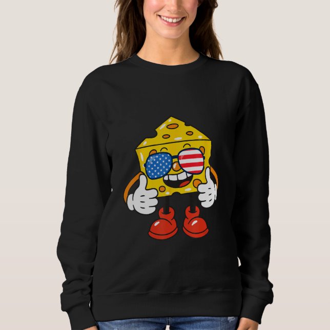 Sweatshirt Cheese Sunglasses American Flag USA 4th Of July (Devant)