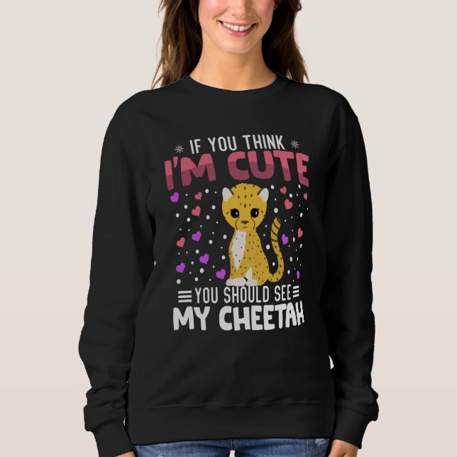 Sweatshirt Cheetah Heart Valentine's Day Animal For Womens Ki (Devant)