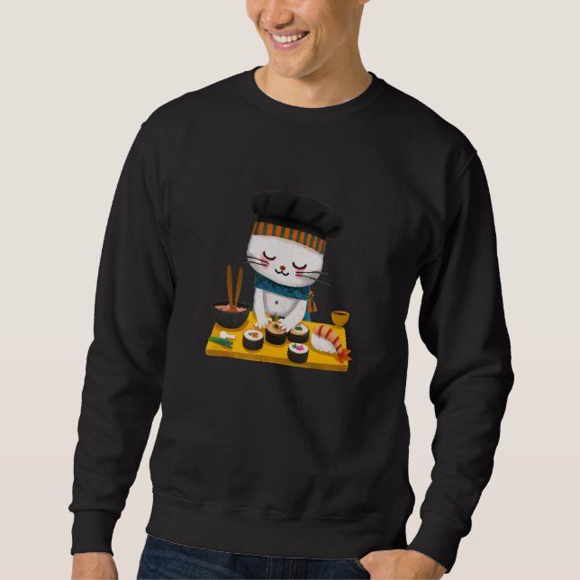 Sweatshirt Chef Chat Sushi Japonais Neko (Devant)