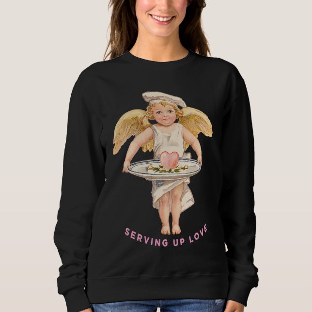 Sweatshirt Chef Cook Valentine SERVING UP LOVE Cupid Arrow Ch (Devant)