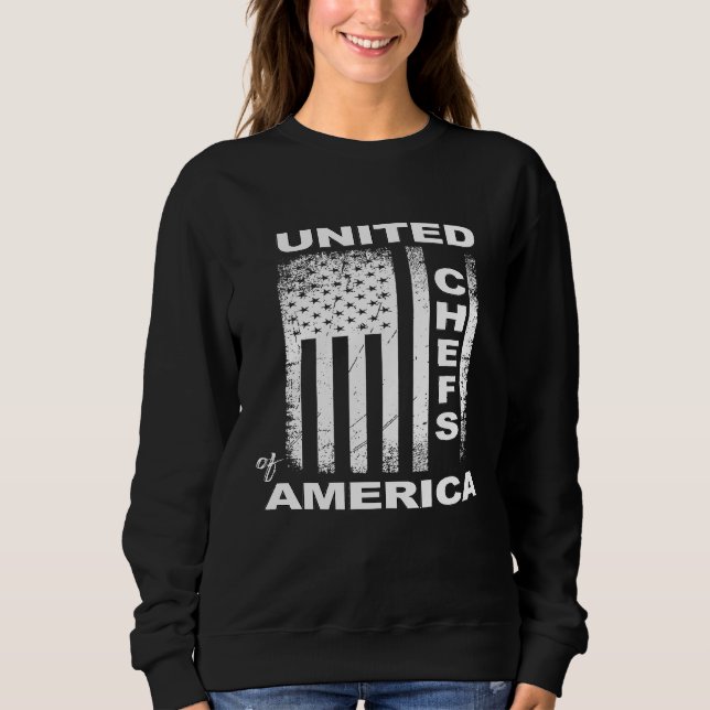 Sweatshirt Chef Cuisinier Drapeau Américain Citation United C (Devant)