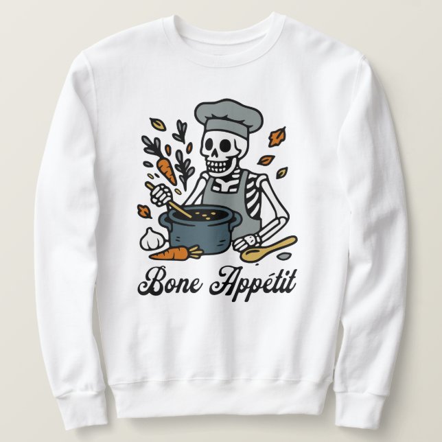 Sweatshirt Chef squelette Halloween - Éffrayant Automne Cuisi (Design devant)