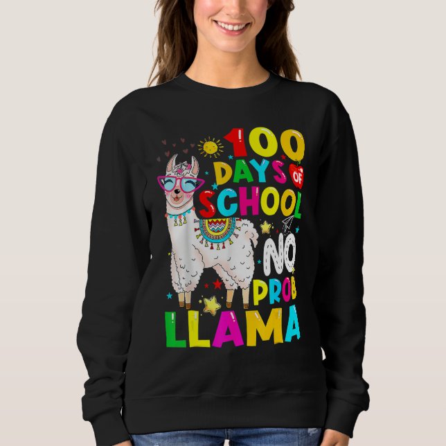 Sweatshirt Chemise 100 Jours D'école Pas De Probllama Lama 10 (Devant)