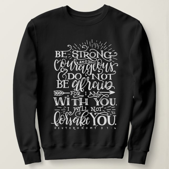 Sweatshirt Chemise à col rond 'Be Strong & Courageous' avec v (Design devant)