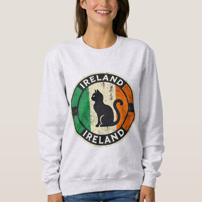 Sweatshirt Chemise à manches longues chat drapeau rétro Irlan (Devant)